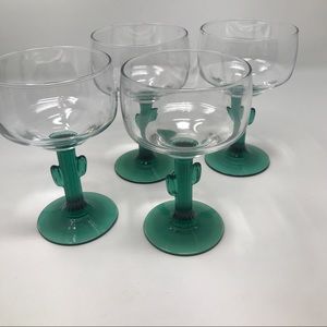 Set of 4 libbey cactus margarita glasses